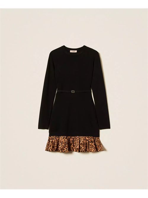 Abito corto in maglia con inserto animalier TWINSET | TP3153/12754